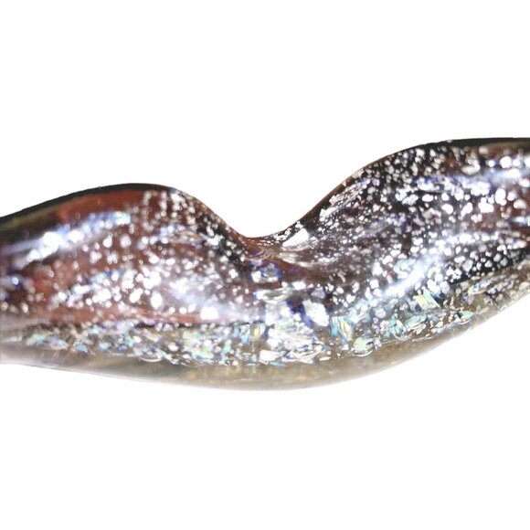 MCM Murano Gold Leaf & Bullicante Amethyst Aventurine Ashtray Folded Bowl - Picture 15 of 16